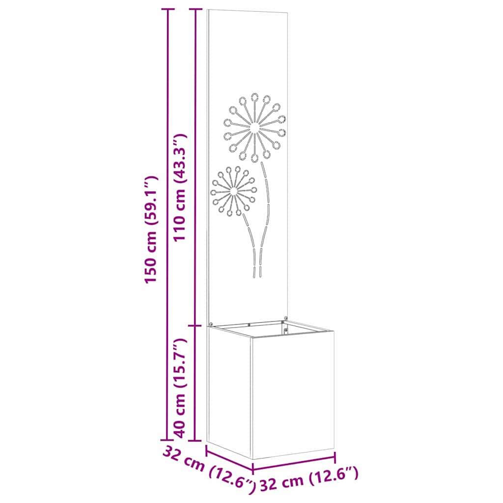 Garden Privacy Screen Sliver 32 x 32 x 150 cm Stainless steel