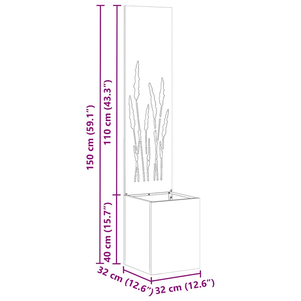 Garden Privacy Screen Sliver 32 x 32 x 150 cm Stainless steel