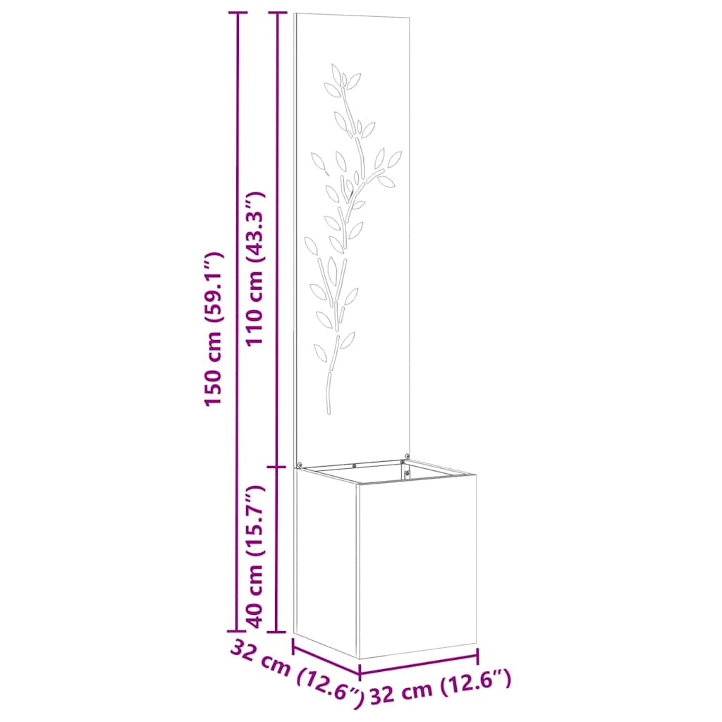 Garden Privacy Screen Sliver 32 x 32 x 150 cm Stainless steel