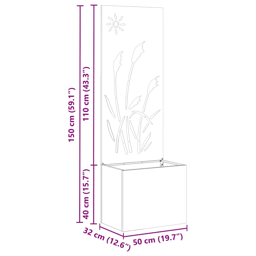 Garden Privacy Screen Sliver 50 x 32 x 150 cm Stainless steel