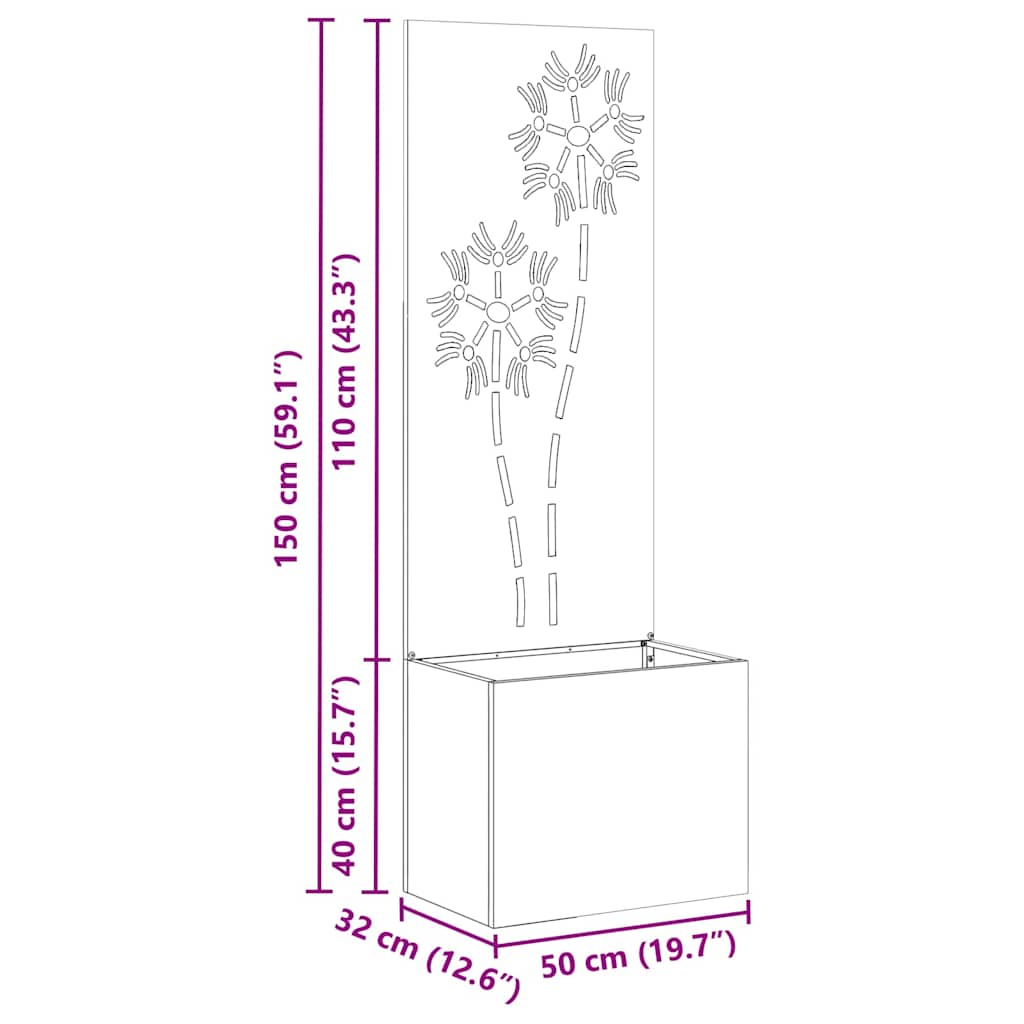 Garden Privacy Screen Sliver 50 x 32 x 150 cm Stainless steel