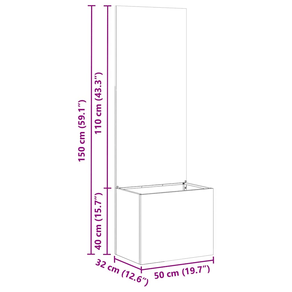 Garden Privacy Screen Sliver 50 x 32 x 150 cm Stainless steel