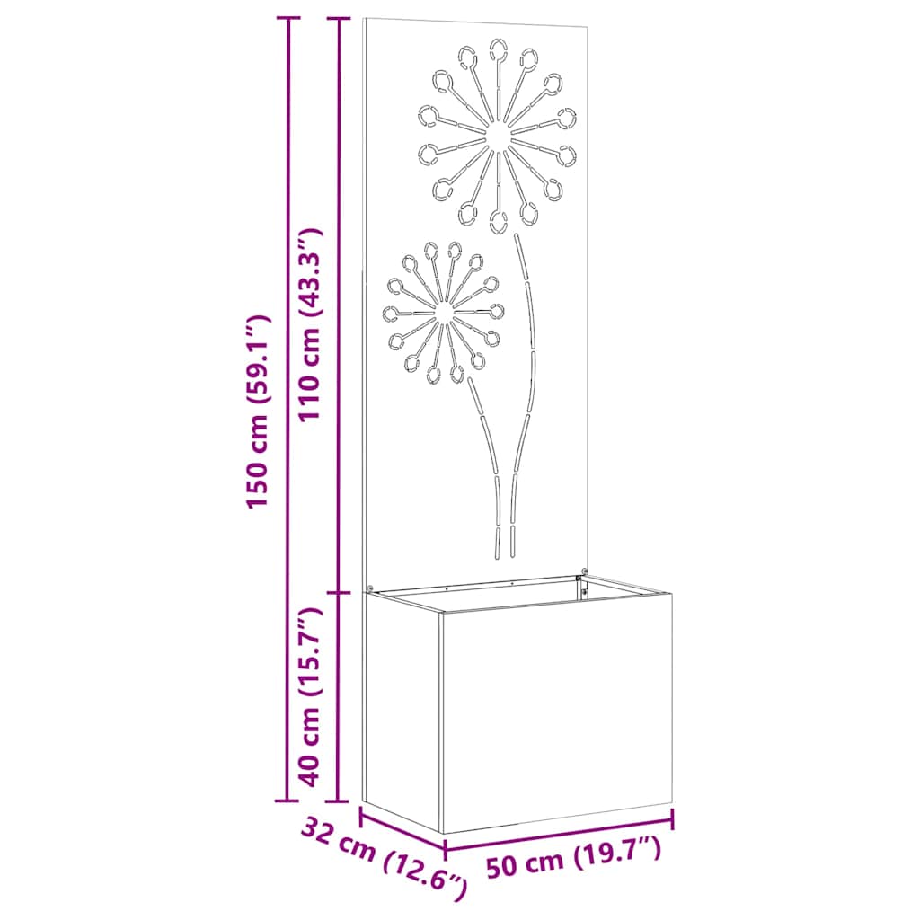Garden Privacy Screen Sliver 50 x 32 x 150 cm Stainless steel