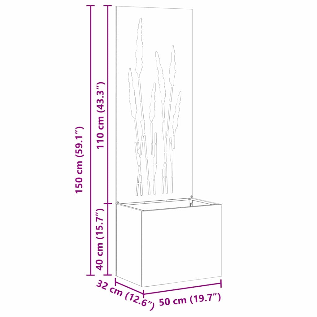 Garden Privacy Screen Sliver 50 x 32 x 150 cm Stainless steel