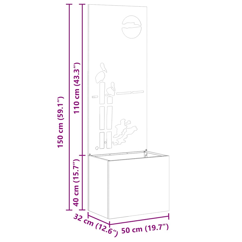 Garden Privacy Screen Sliver 50 x 32 x 150 cm Stainless steel