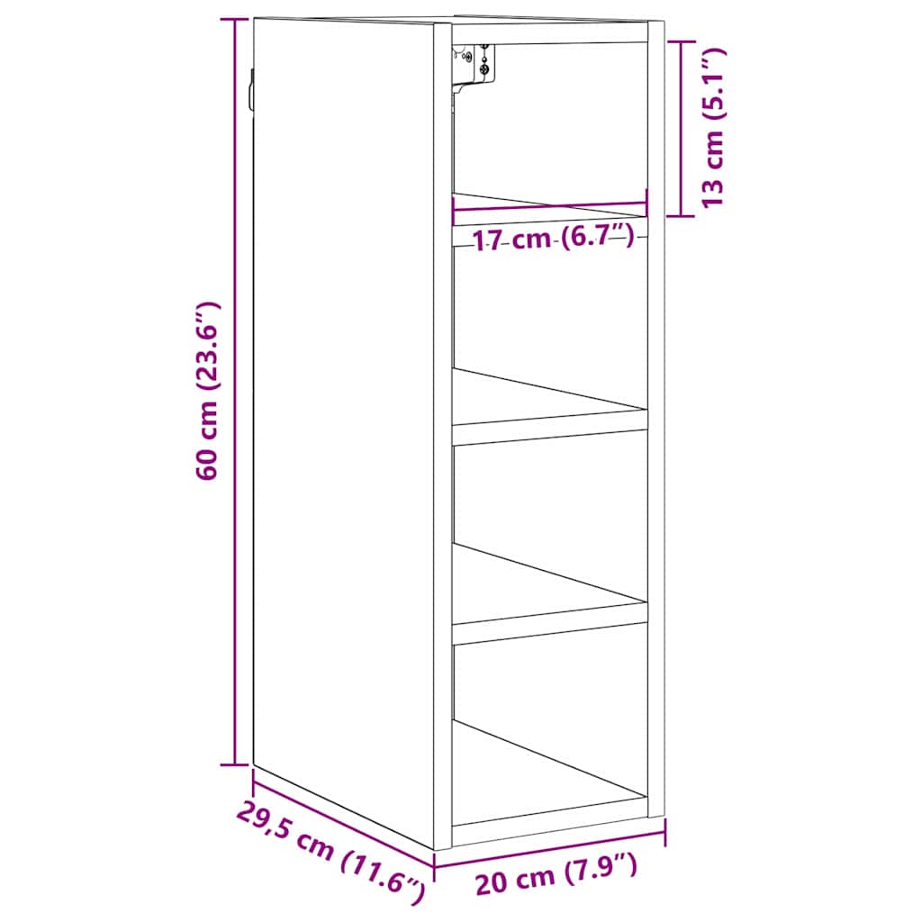 Hanging Cabinet Black oak 20 x 29.5 x 60 cm Engineered Wood