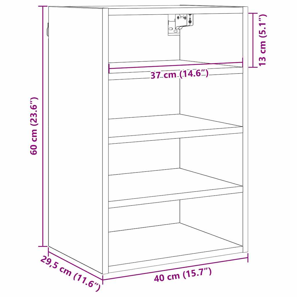 Hanging Cabinet Black oak 40 x 29.5 x 60 cm Engineered Wood