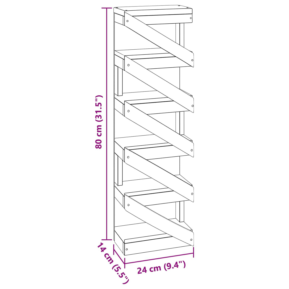 Wine Rack Natural 24 x 14 x 80 cm Solid Mahogany Wood