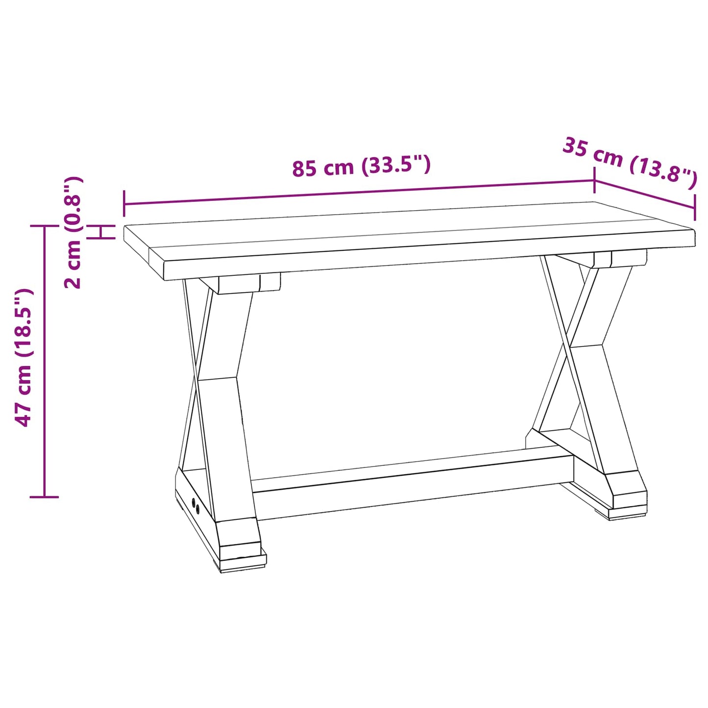 Bench Natural 85 x 35 x 46 cm Solid Reclaim wood