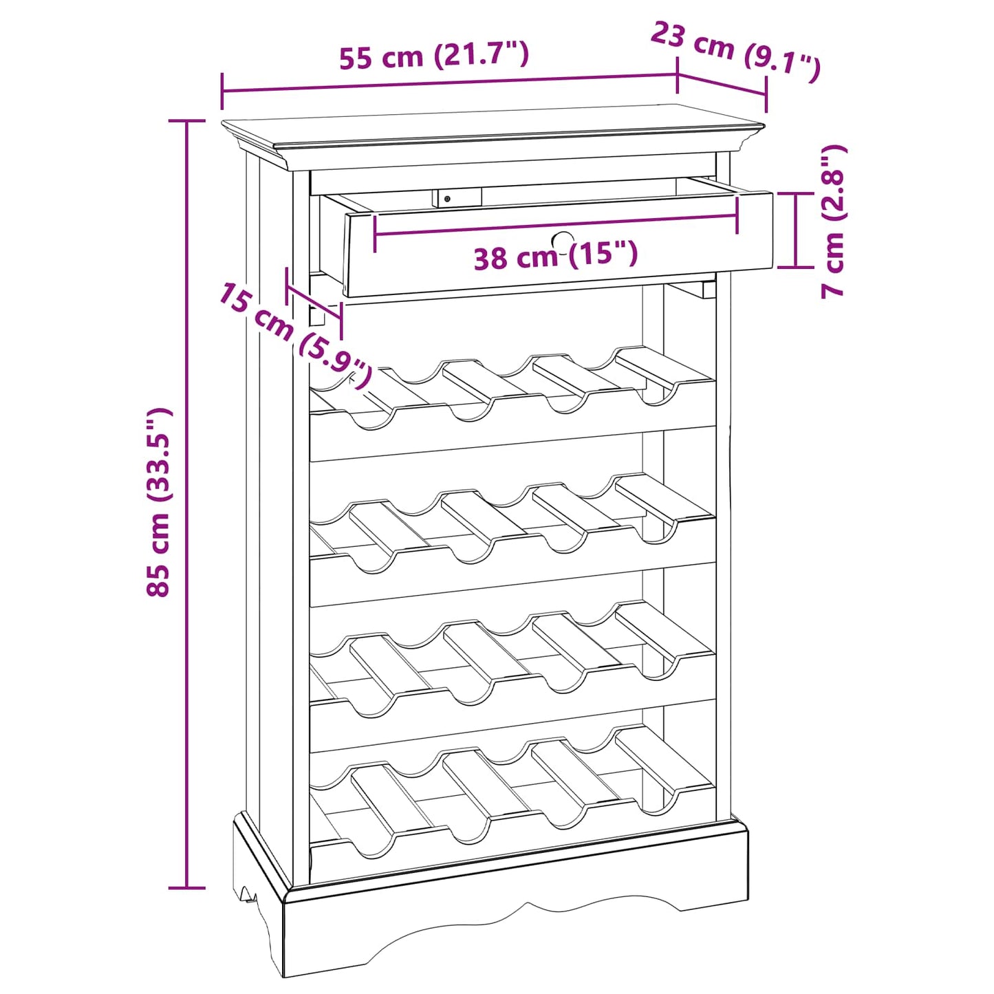Wine Rack 55 x 23 x 85 cm Solid Mahogany Wood