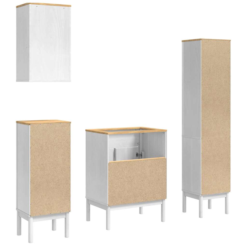 Bathroom Furniture Set FLORO 4 pcs White Solid Pine Wood