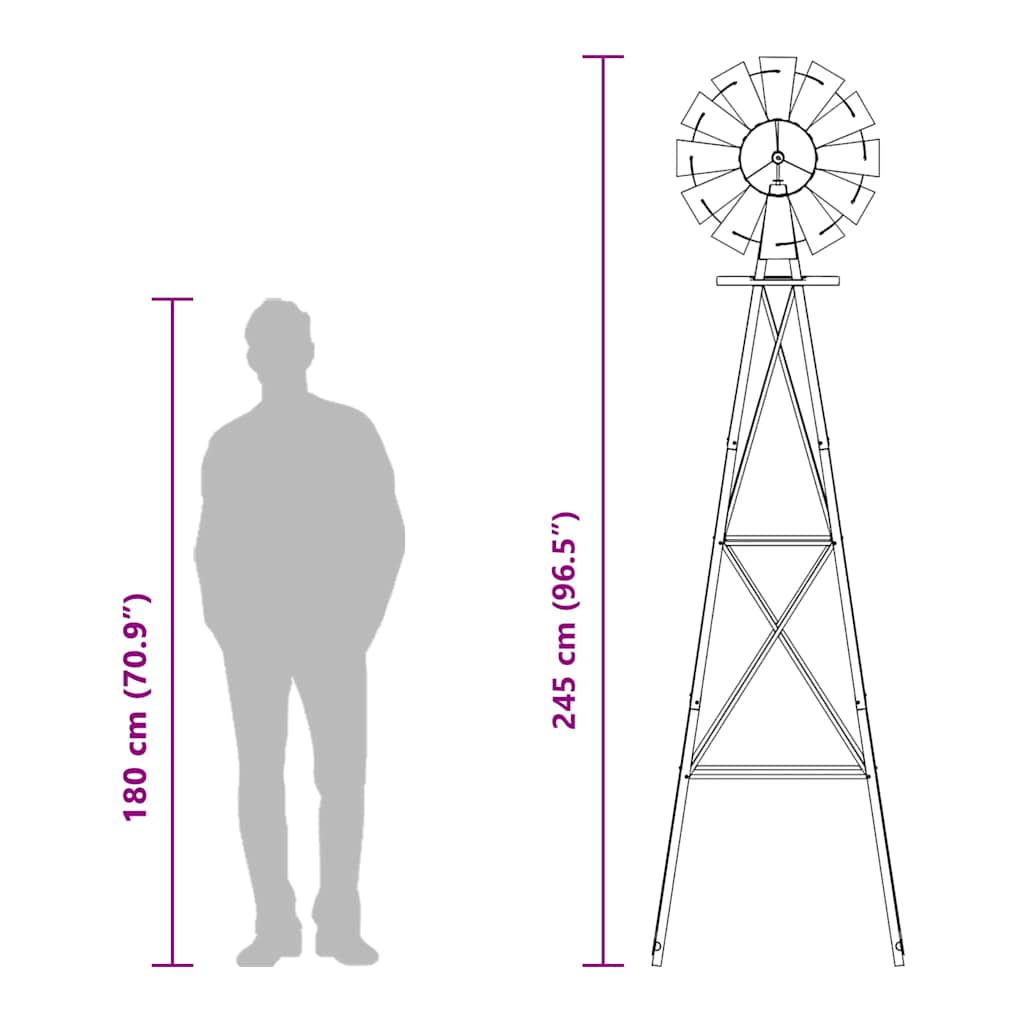Windmill Grey 84 x 68 x 245 cm Iron