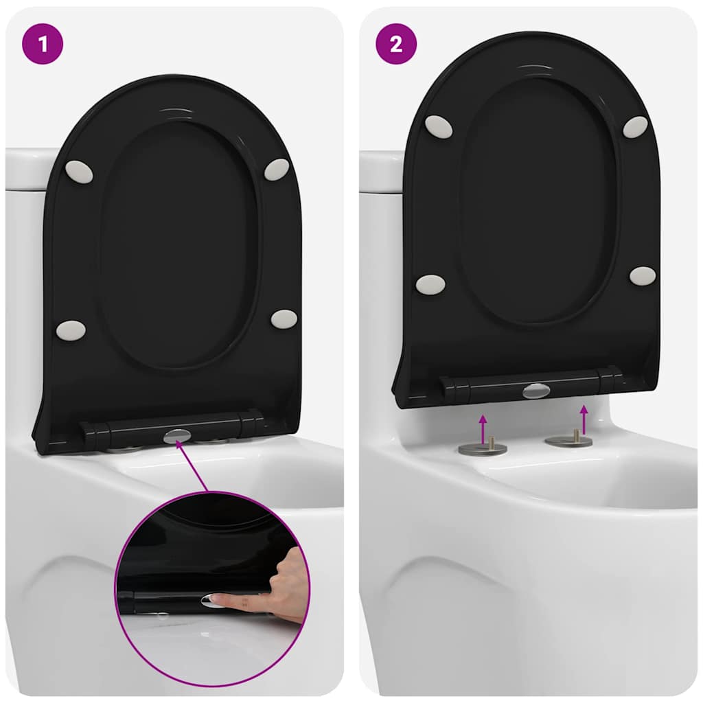 Toilet Seat Adjustable Black 50 x 36.5 x 5 cm Polypropylene