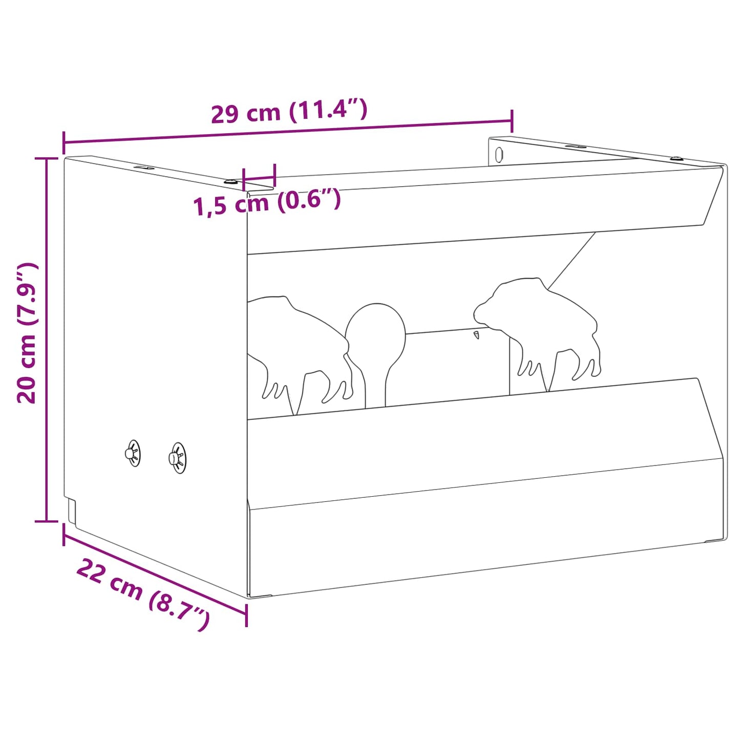 Bullet Trap Box Black 29 x 22 x 20 cm Steel