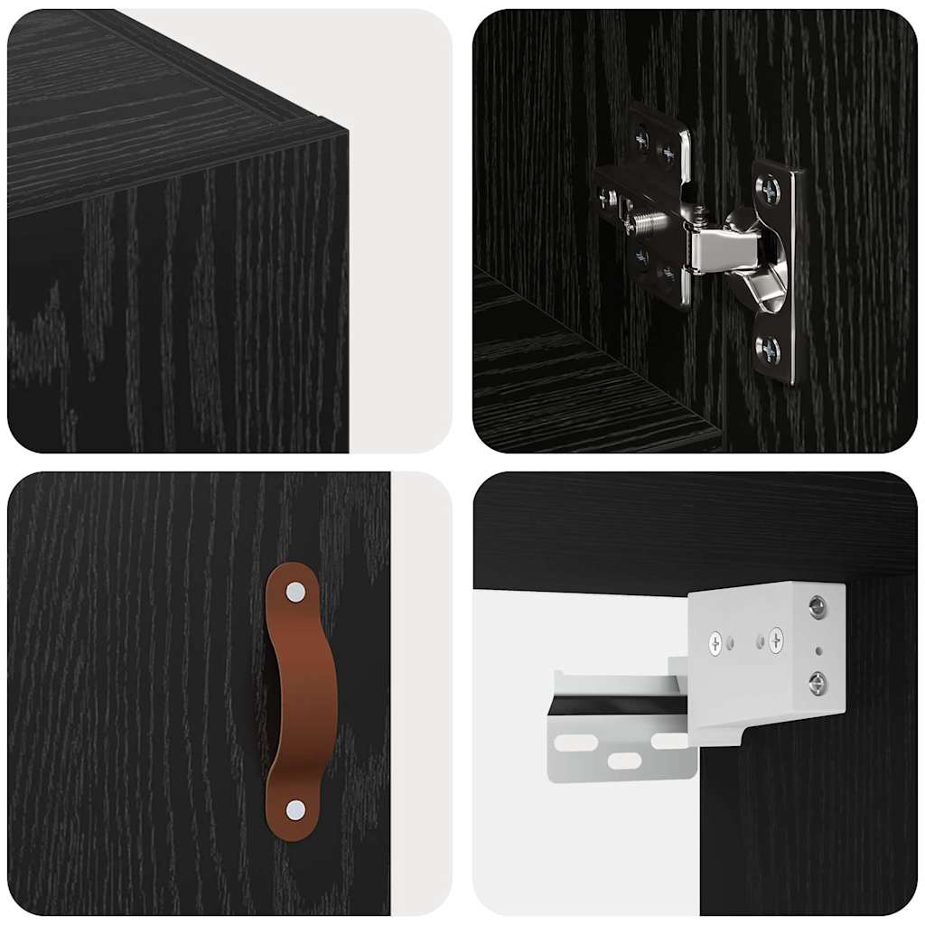 Wall Cabinet Black oak 60 x 31 x 70 cm Engineered wood