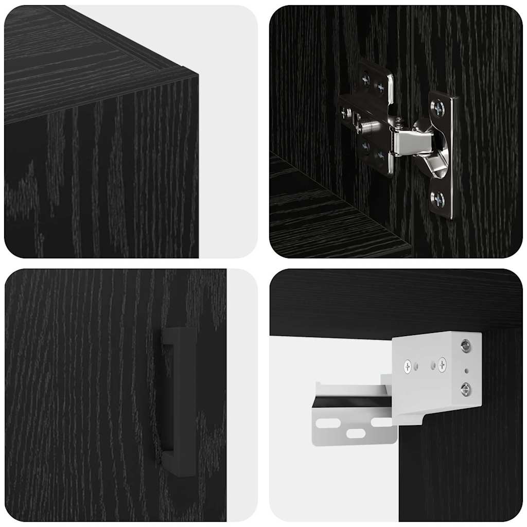Wall Cabinet Black oak 60 x 31 x 70 cm Engineered wood