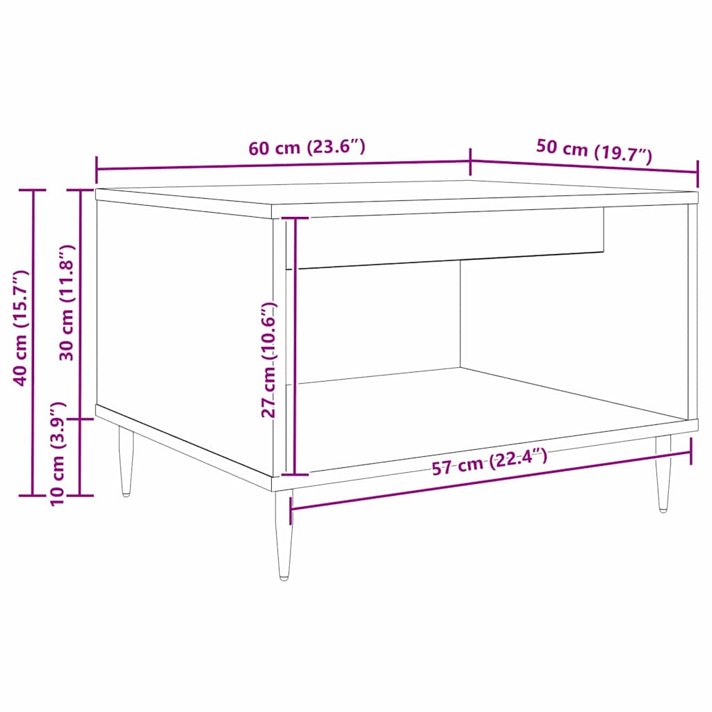 Coffee Table Artisan oak 60 x 50 x 40 cm Engineered wood