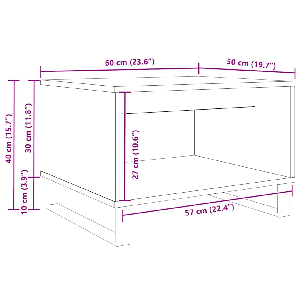 Coffee Table Artisan oak 60 x 50 x 40 cm Engineered wood