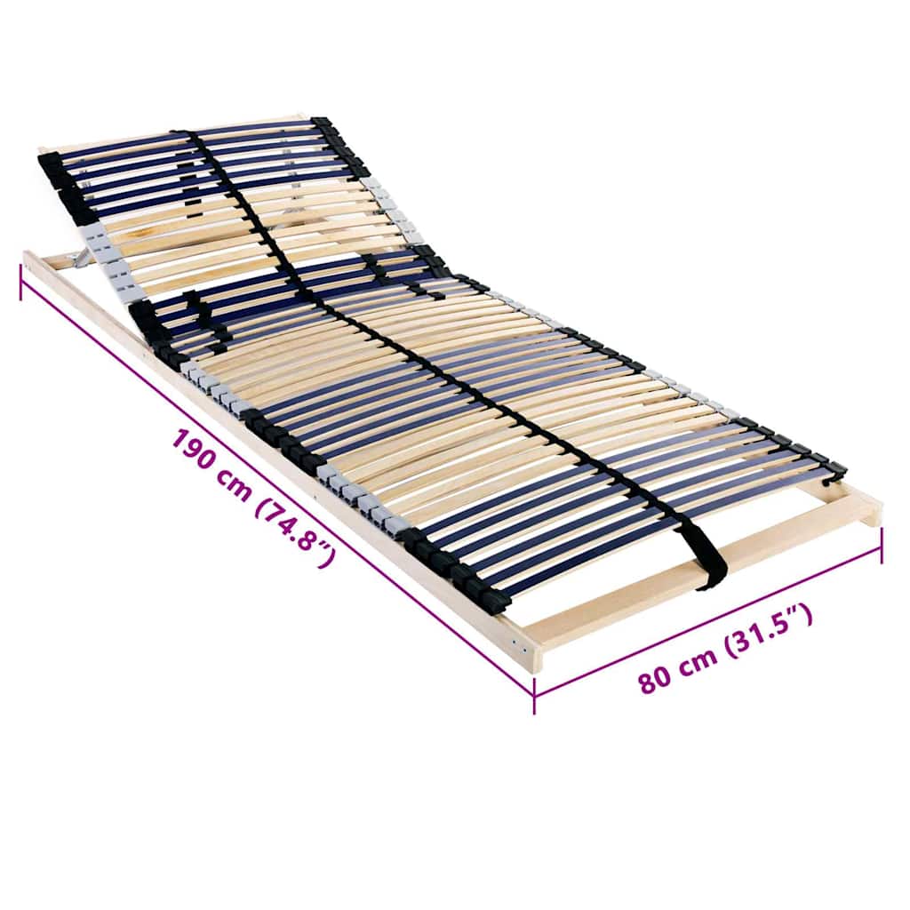 Slatted Bed Base Brown 80 x 190 cm Solid Beech Wood