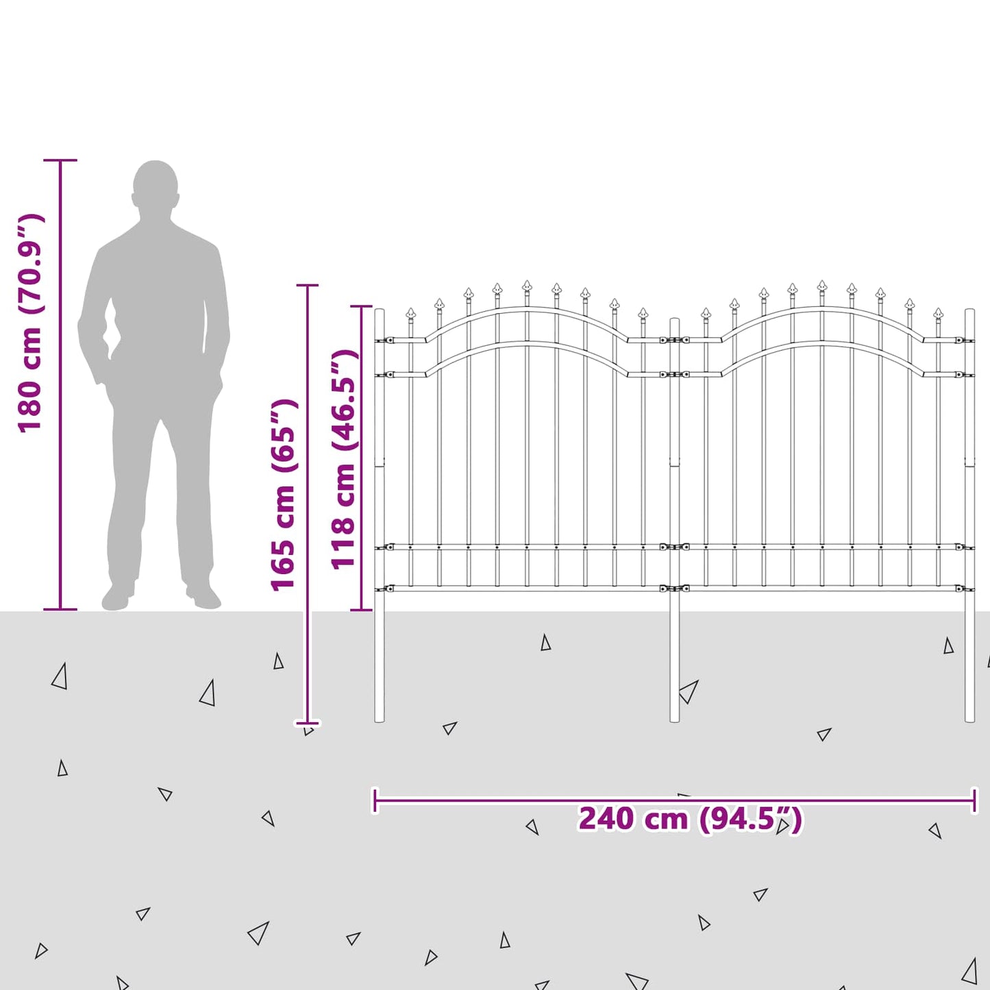 Garden Fence WOERDEN 240 x 165 cm Powder-coated steel Grey
