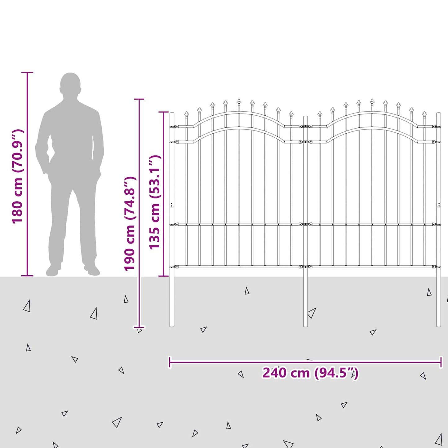 Garden Fence WOERDEN 240 x 190 cm Powder-coated steel Grey