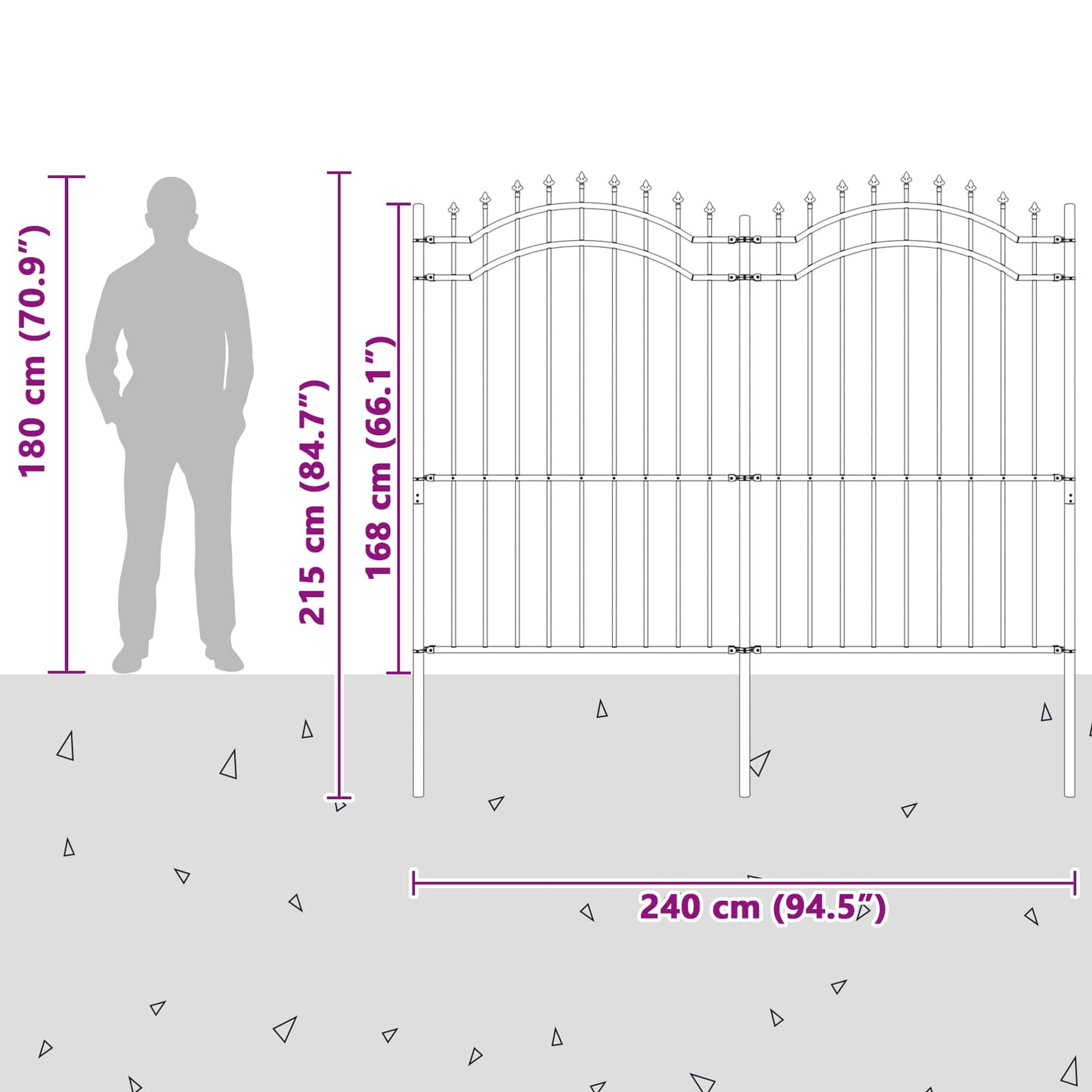Garden Fence WOERDEN 240 x 215 cm Powder-coated steel Grey