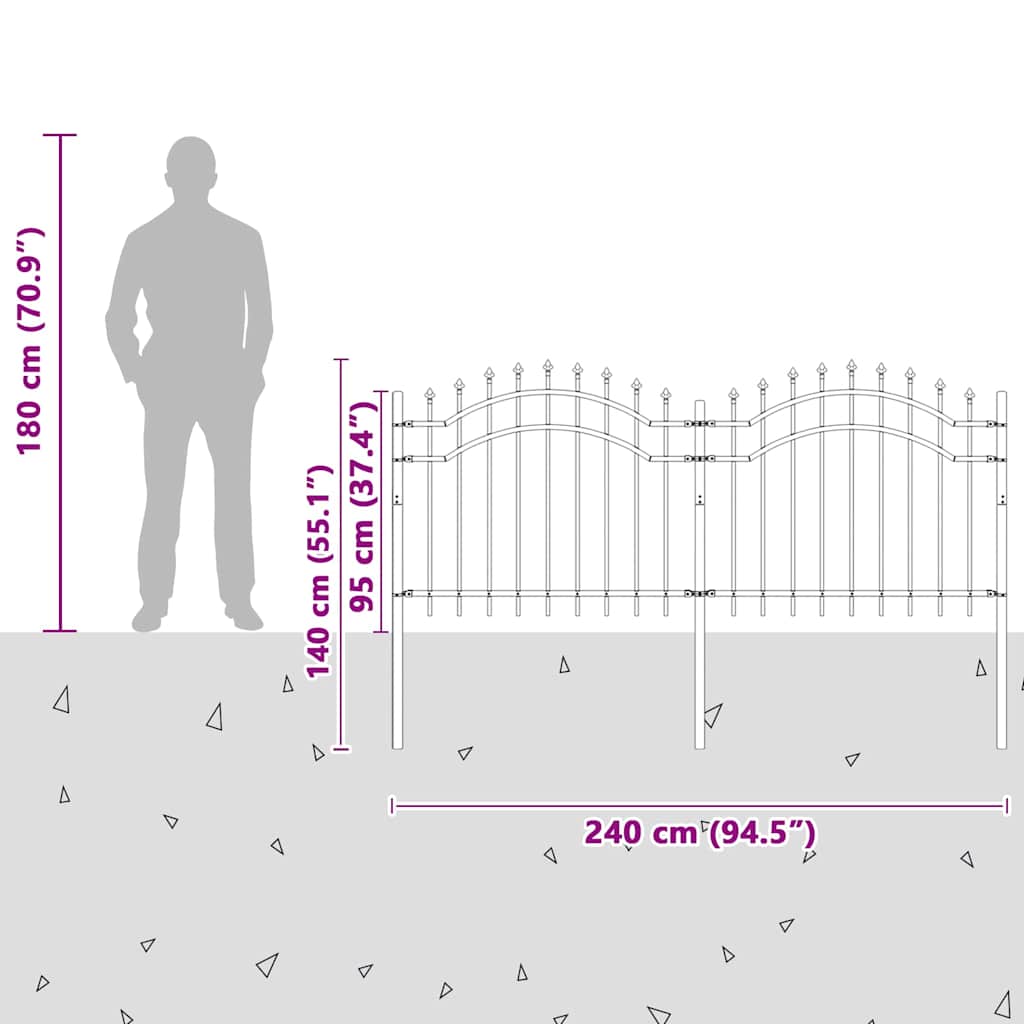 Garden Fence WOERDEN 240 x 140 cm Powder-coated steel White