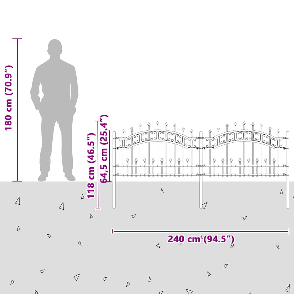 Garden Fence KAMPEN 240 x 118 cm Powder-coated steel White