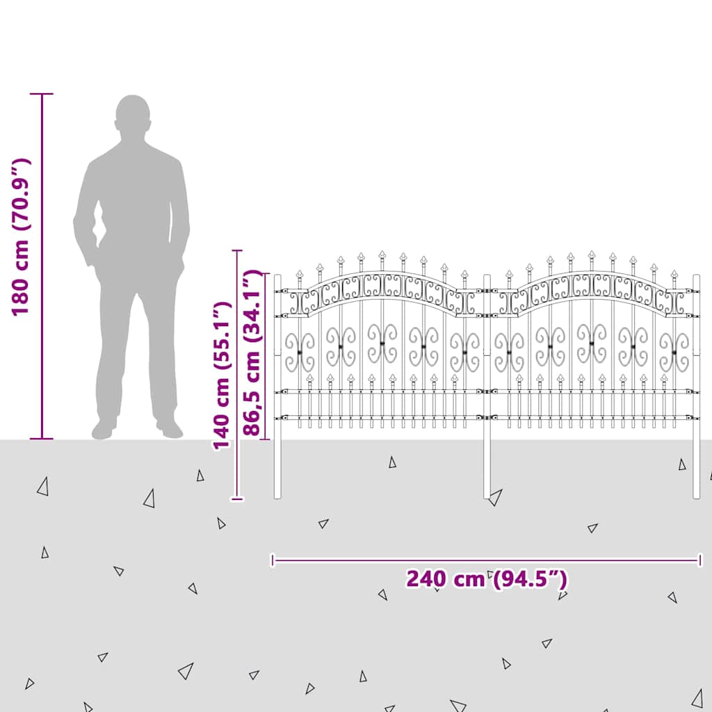 Garden Fence KAMPEN 240 x 140 cm Powder-coated steel White