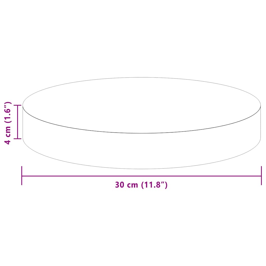 Table Top Dark Brown Ø 30 x 4 cm Solid Oak Wood