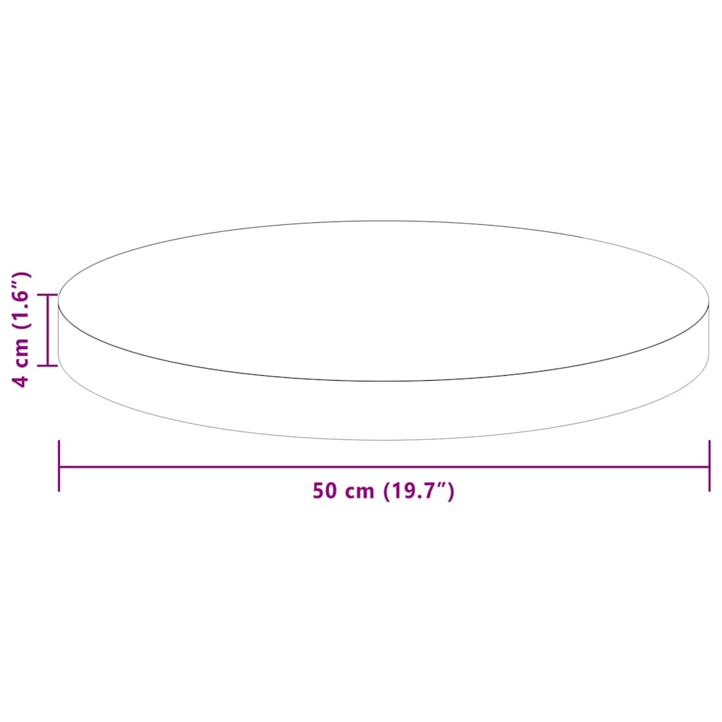 Table Top Ø 50 x 4 cm Round Solid Oak Wood Dark Brown