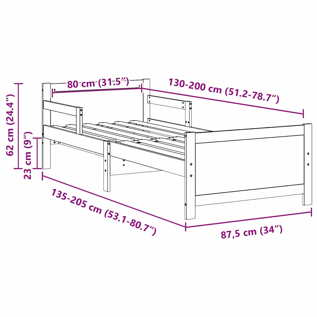 Bed Frame with Headboard Wax Brown 80 x 200 cm Engineered Wood