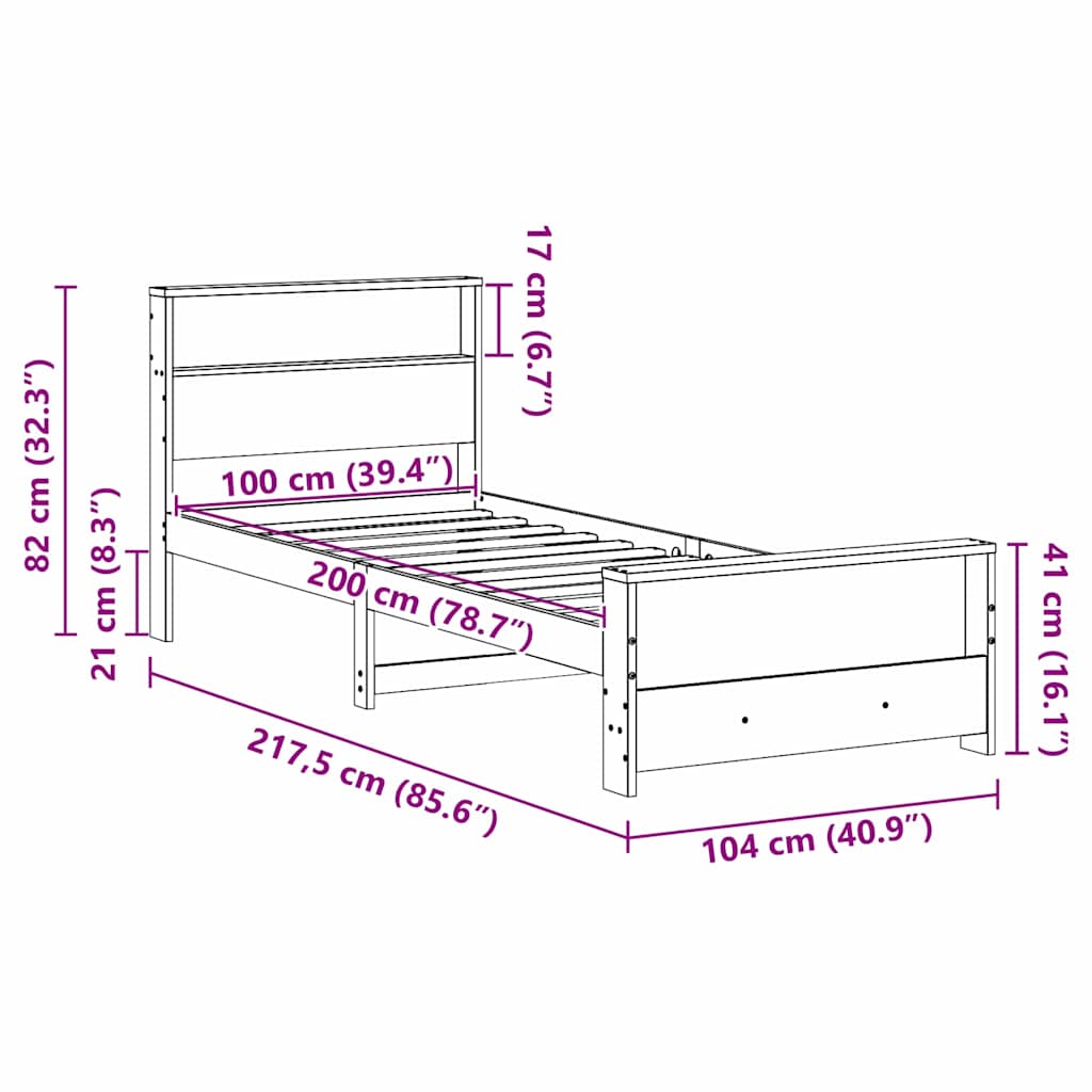 Bed Frame with Headboard Brown 100 x 200 cm Engineered Wood