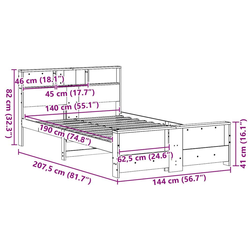 Bed Frame with Headboard White 140 x 190 cm Engineered Wood