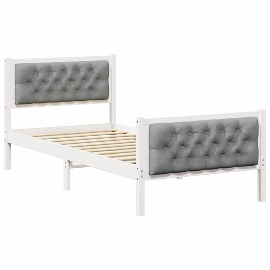 Bed Frame with Headboard Light Grey 90 x 200 cm Solid Pine Wood