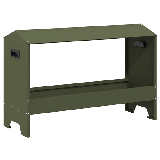 Chicken Feeding Trough Olive Green 81 x 32 x 53.5 cm