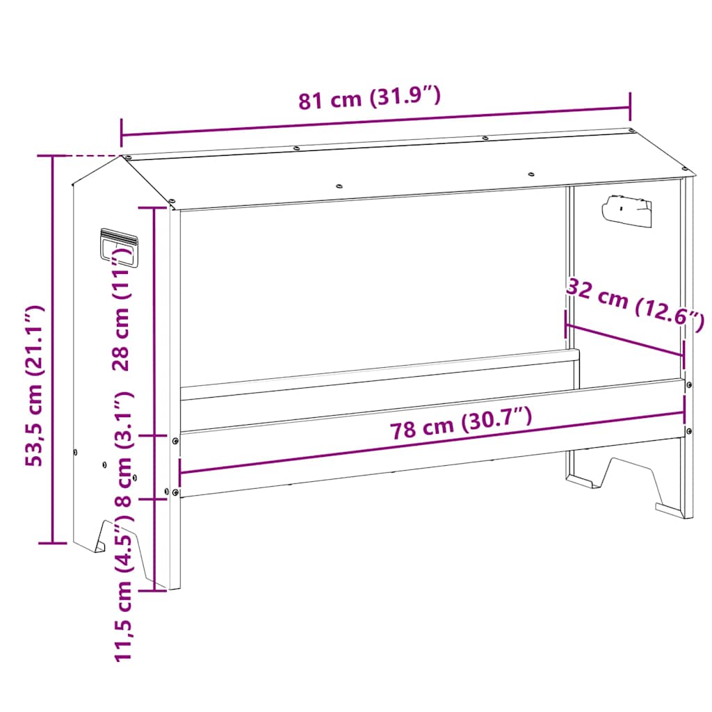 Chicken Feeding Trough Silver 81 x 32 x 53.5 cm