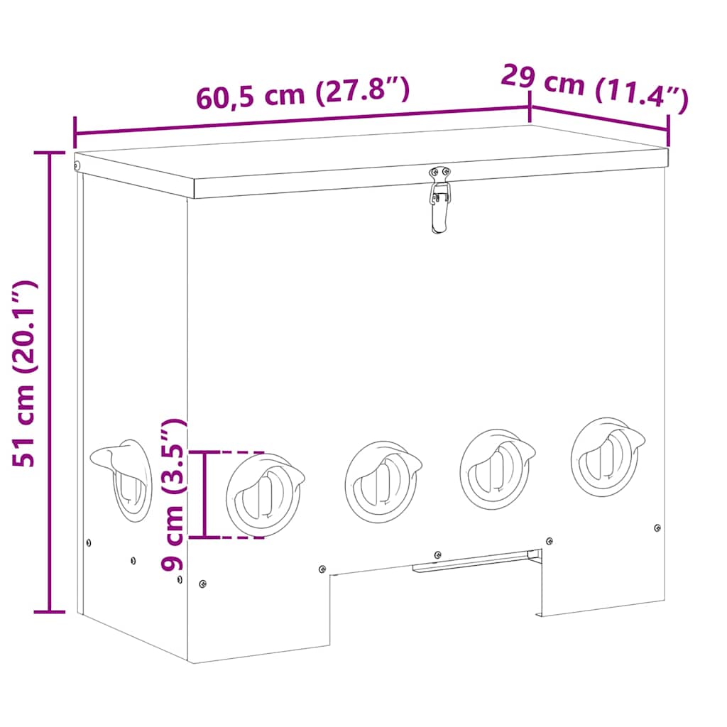 Chicken Feeder Olive Green 60.5 x 29 x 51 cm 25 kg