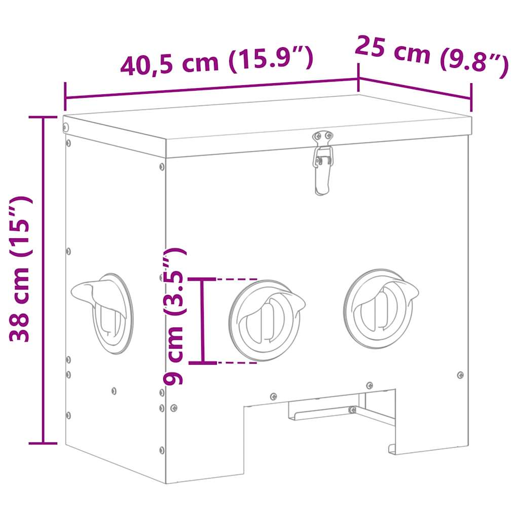 Chicken Feeder Black 40.5 x 25 x 38 cm 20 kg Cold-Rolled Steel