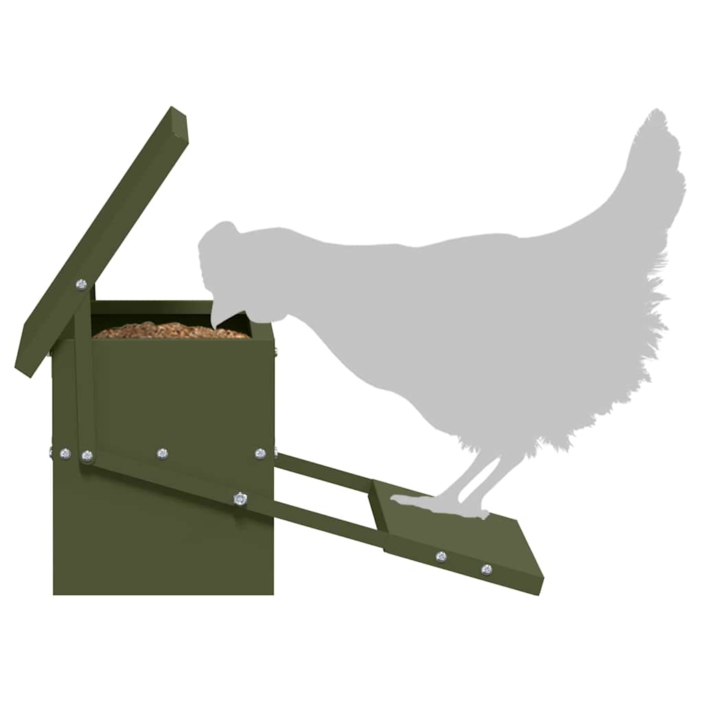 Chicken Treadle Feeder Olive Green 48.5 x 39.5 x 19 cm 5 kg