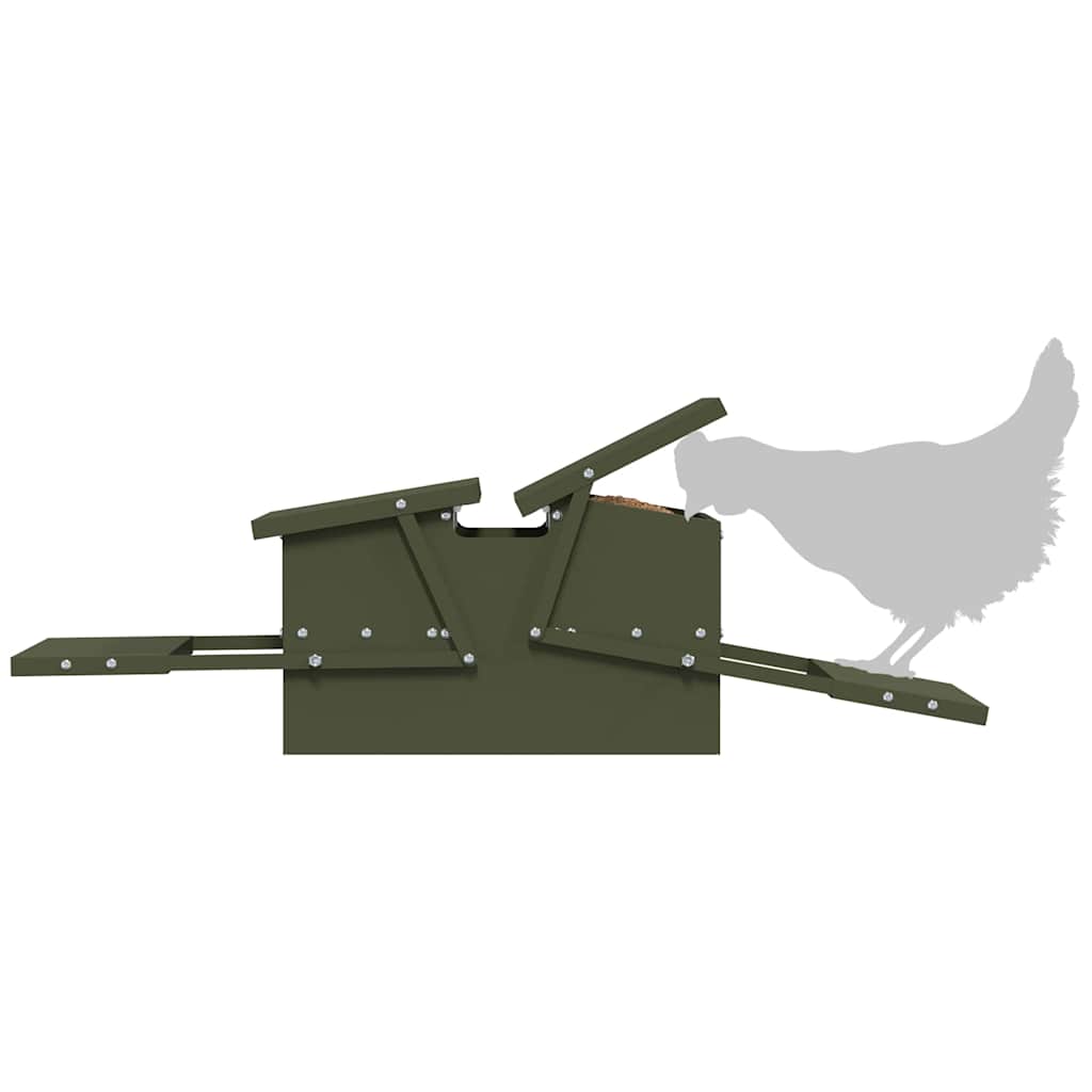 Chicken Treadle Feeder Olive Green 75 x 53 x 20.5 cm 10 kg