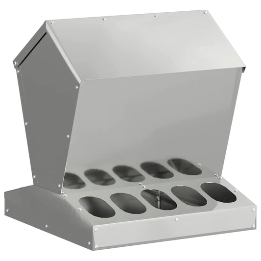 Chicken Feeder Silver 40 x 40 x 45 cm Galvanised Steel