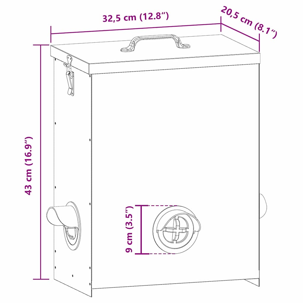 Chicken Feeder Silver 32.5 x 20.5 x 43 cm 25 kg