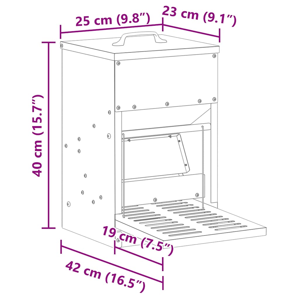 Chicken Treadle Feeder Black 25 x 42 x 40 cm 4 kg