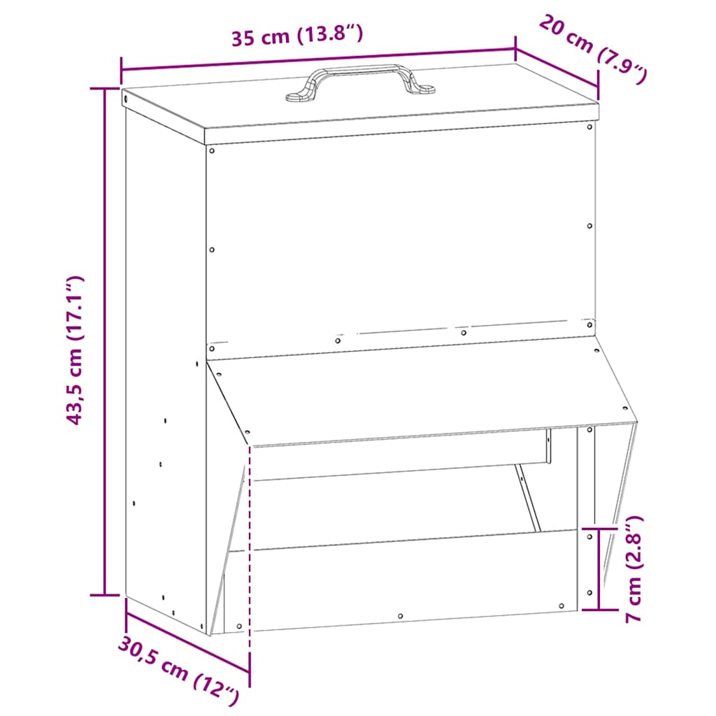 Chicken Feeder Silver 35 x 30.5 x 43.5 cm Galvanised Steel
