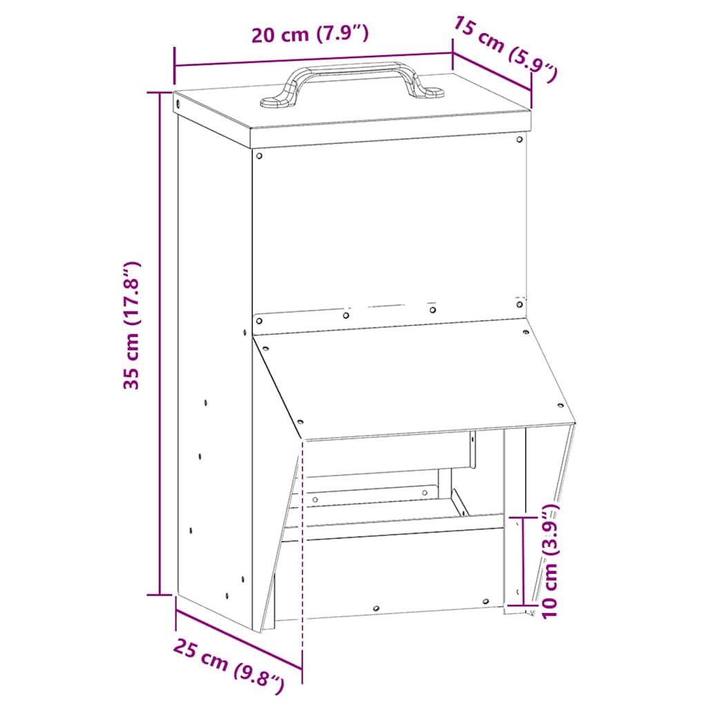 Chicken Feeder Silver 20 x 25 x35 cm Galvanised Steel