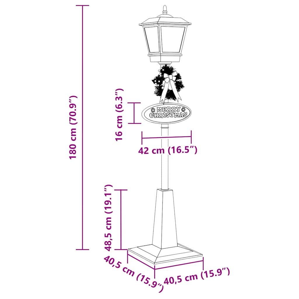 Chirstmas Street Lamp with Lantern Red 40.5x40.5x180cm Plastic