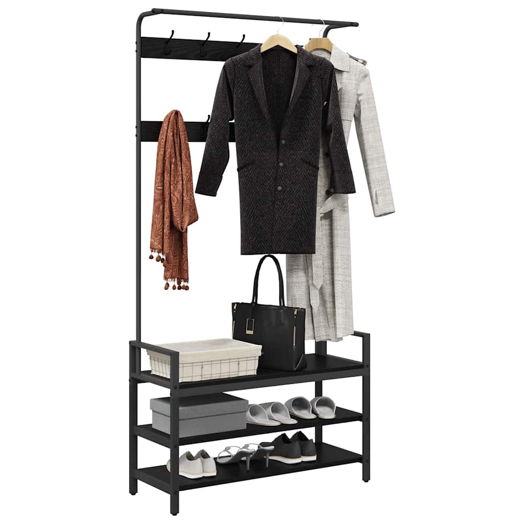 Coat Rack with Shelf Black oak 95 x 34 x 184 cm Engineered wood