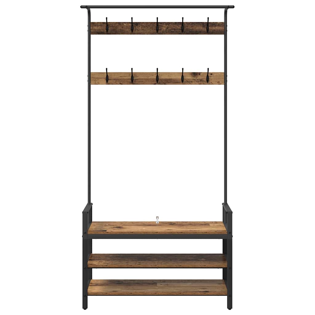 Coat Rack with Shelf Old wood 95 x 34 x 184 cm Engineered wood