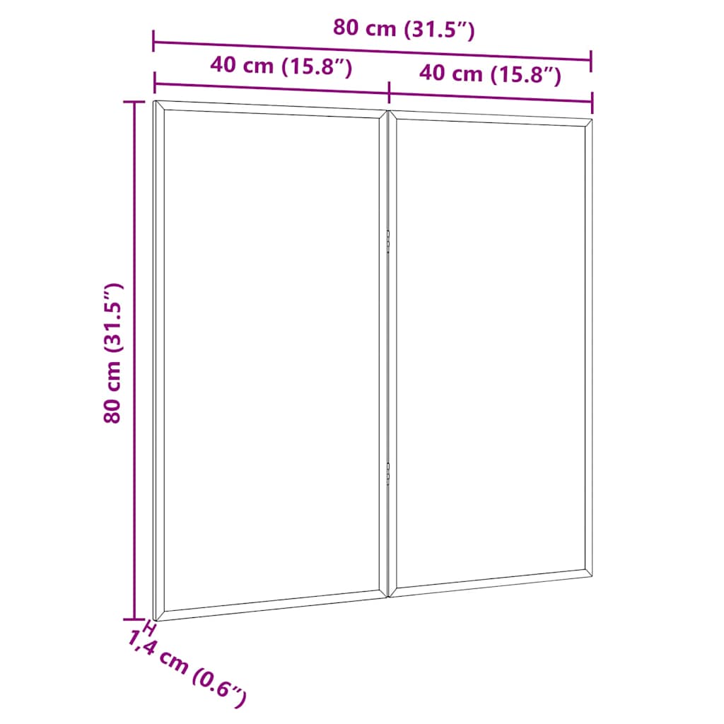 Bulletin Board 80 x 80 x 1.4 cm Solid pine wood Black Foldable